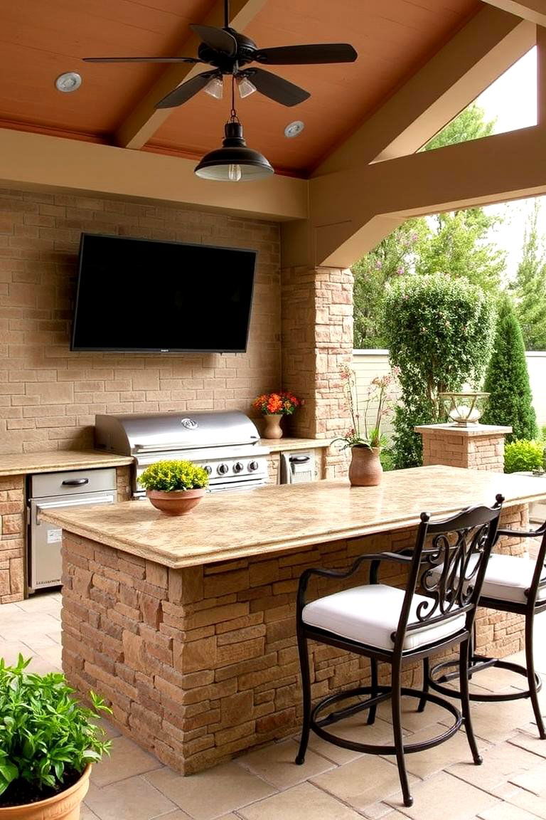 Cultured Stone Countertops - 24 Outdoor Kitchen Countertop Ideas