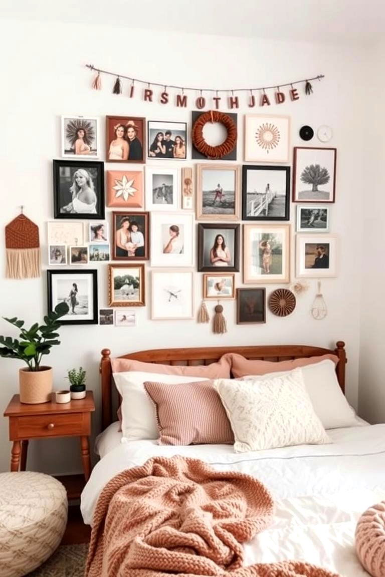 Curate a Personal Boho Gallery Wall - 24 Small Boho Bedroom Ideas