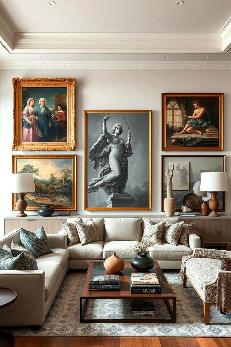 Curated Art Display - 24 Transitional Living Room Ideas