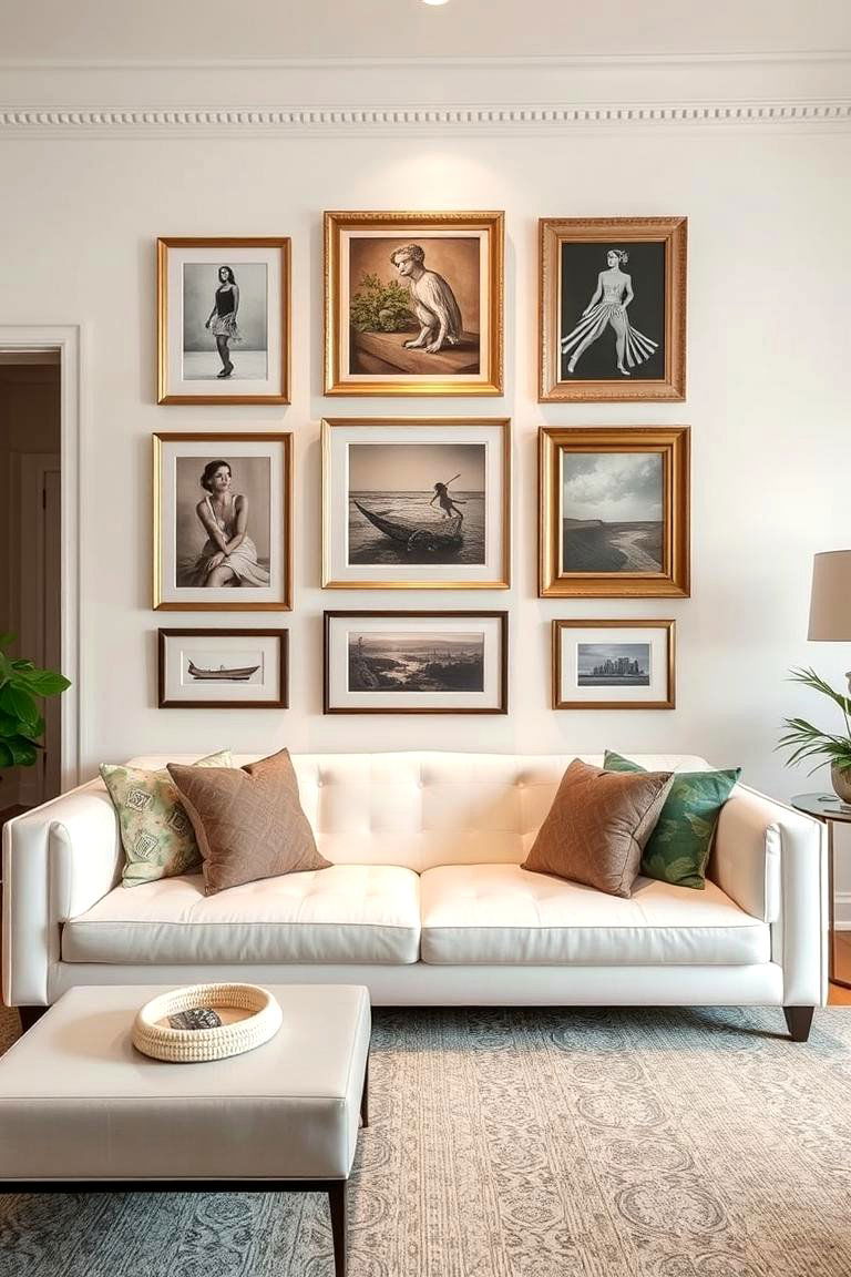 Curated Artwork Display - 24 White Couch Living Room Ideas