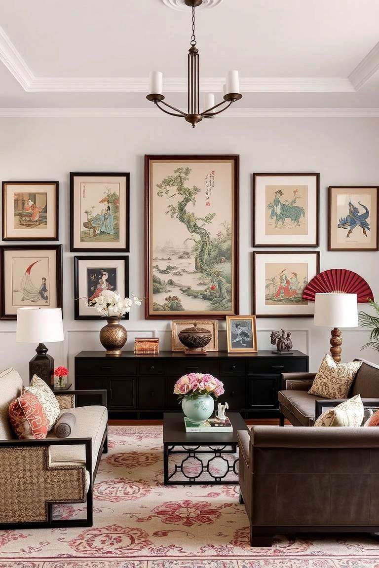 Curated Chinese Portrayals - 24 Chinoiserie Living Room Ideas