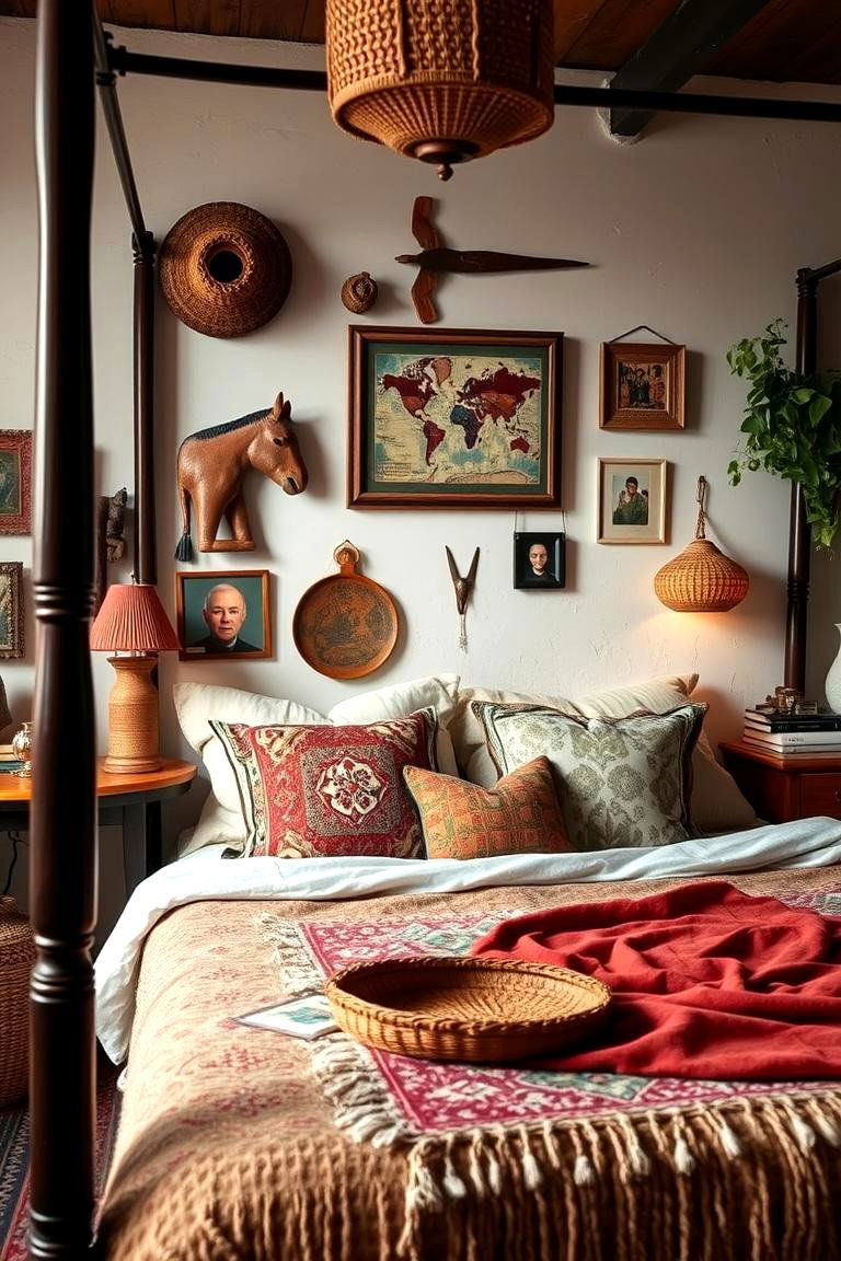 Curated Global Collectibles - 24 Dark Boho Bedroom Ideas