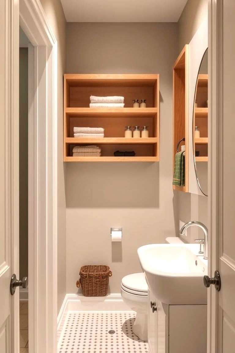 Curated Space with Custom Shelving - 24 Hallway Bathroom Ideas