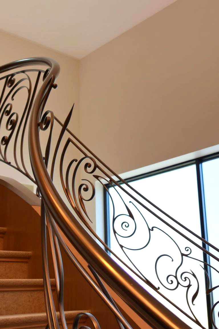 Curved Artistic Railing - 24 Stair Railing Ideas