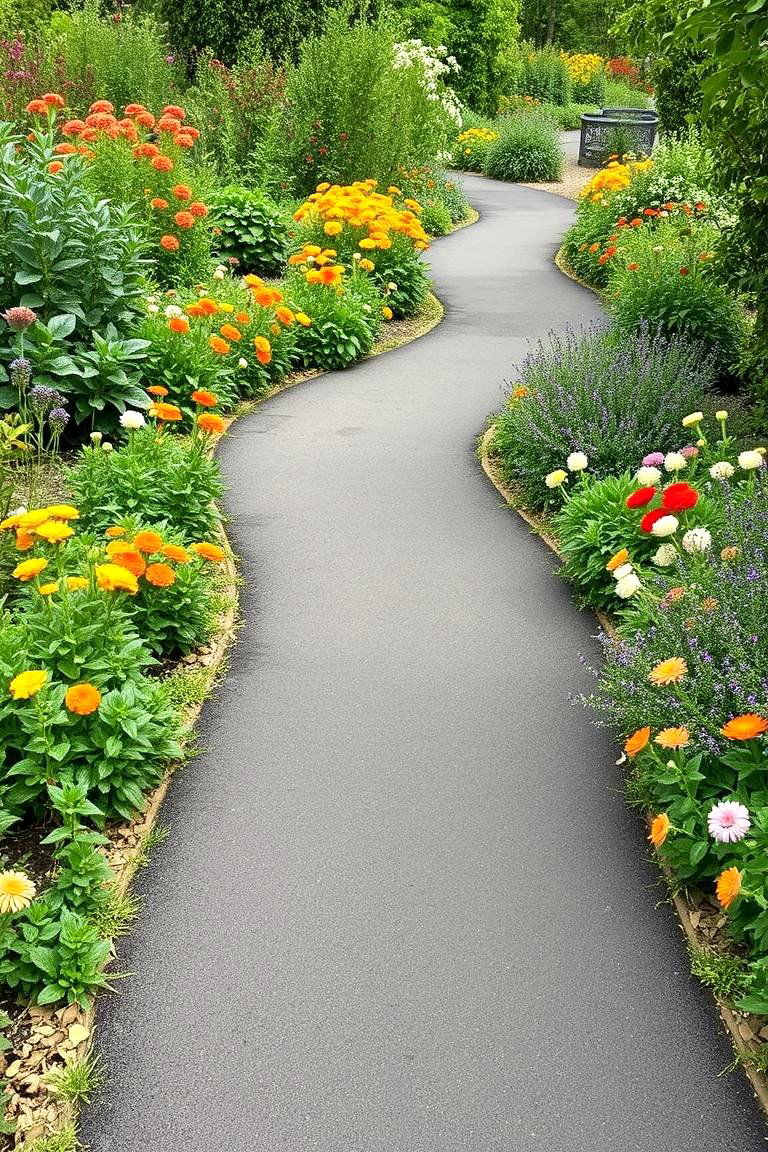 Curved Asphalt Path - 24 Asphalt Walkway Ideas