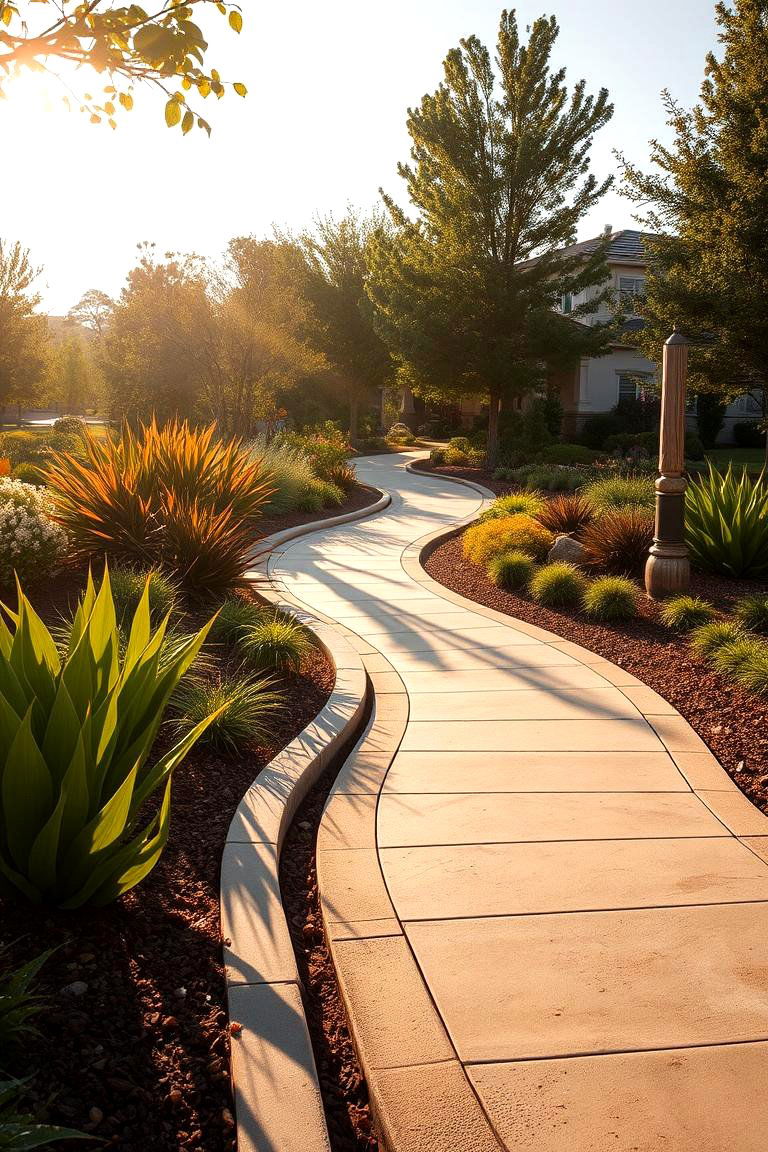 Curved Border Design - 24 Front Walkway Ideas