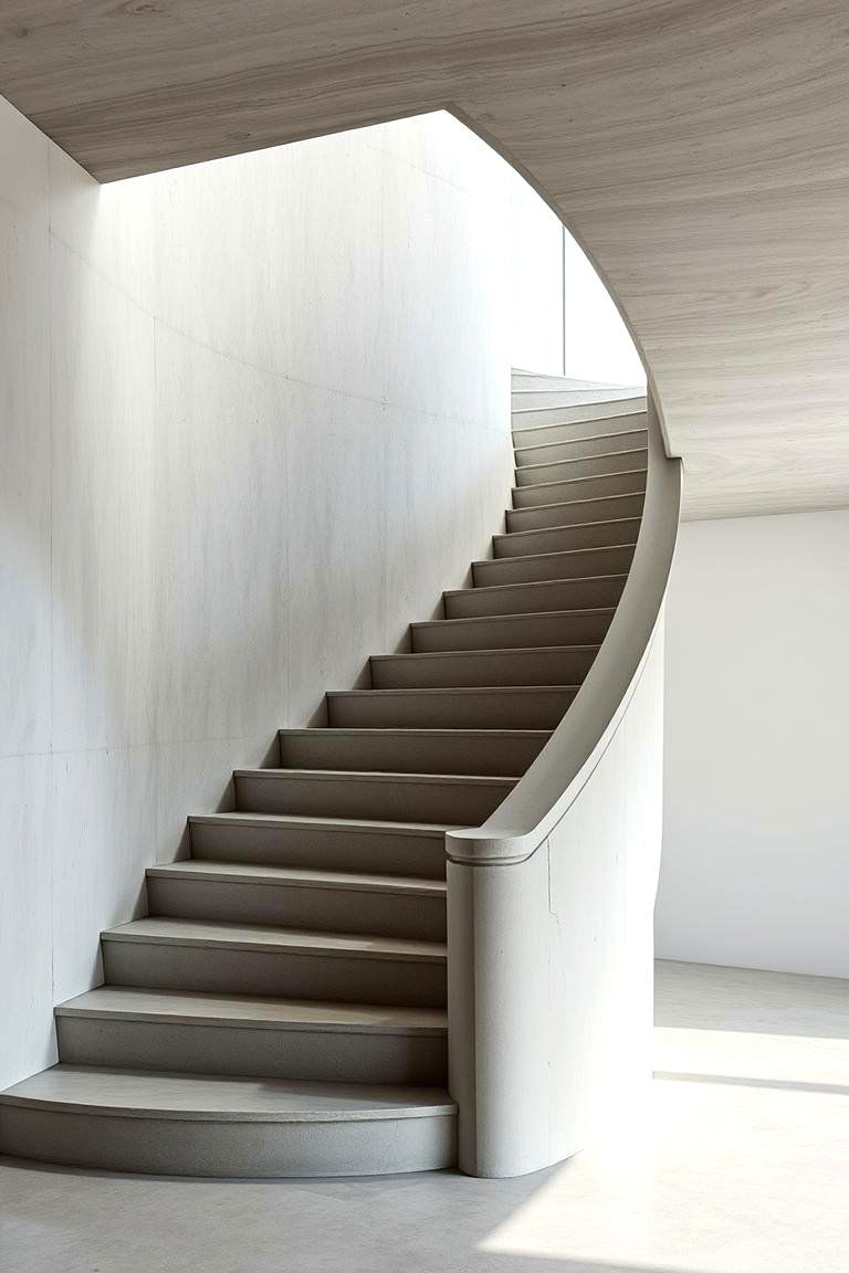 Curved Concrete Staircase - 24 Contemporary Staircase Design Ideas