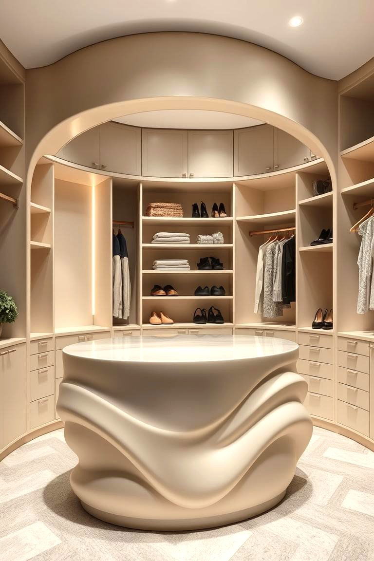 Curved Design Closet Island - 24 Closet Island Ideas
