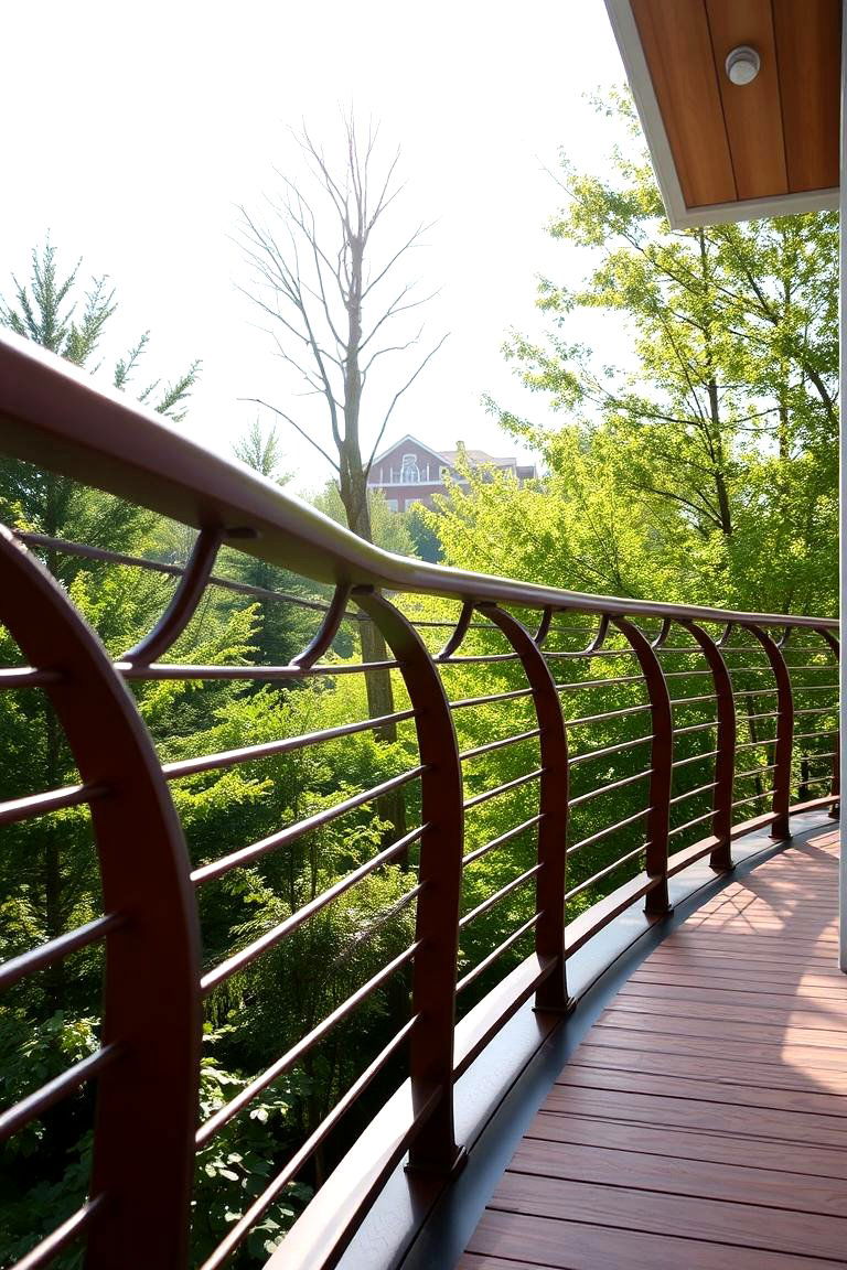Curved Design for Distinctiveness - 24 Horizontal Deck Railing Ideas
