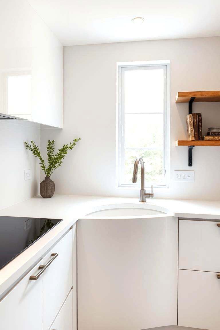 Curved Edge Unique Sink Design - 24 Corner Kitchen Sink Ideas