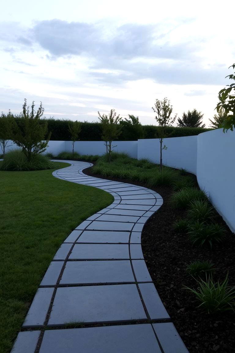Curved Elegance Grey Paver Path - 24 Grey Paver Walkway Ideas
