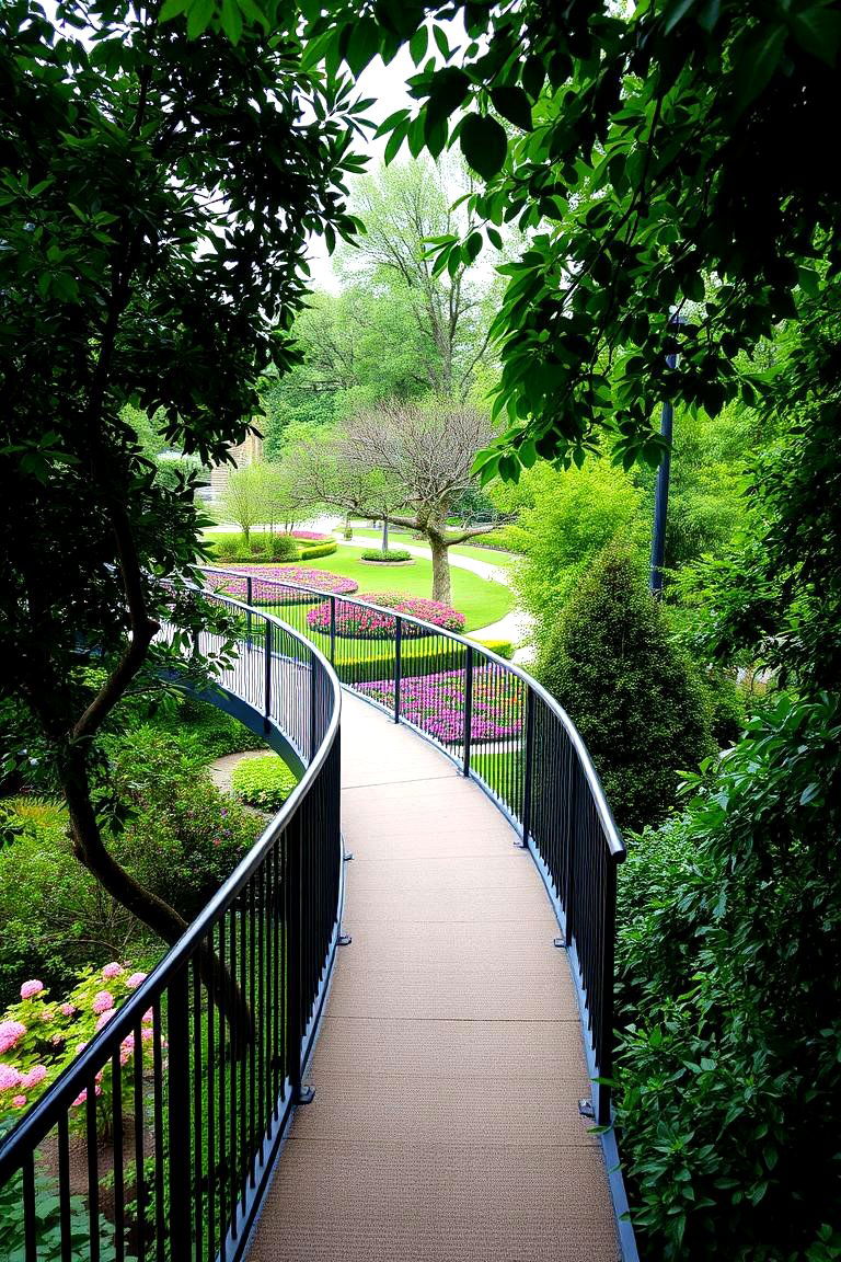 Curved Elevated Walkway in a Garden - 24 Elevated Walkway Ideas