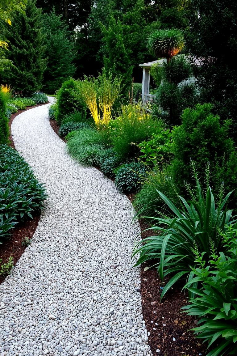Curved Garden Escape - 24 Pea Gravel Walkway Ideas