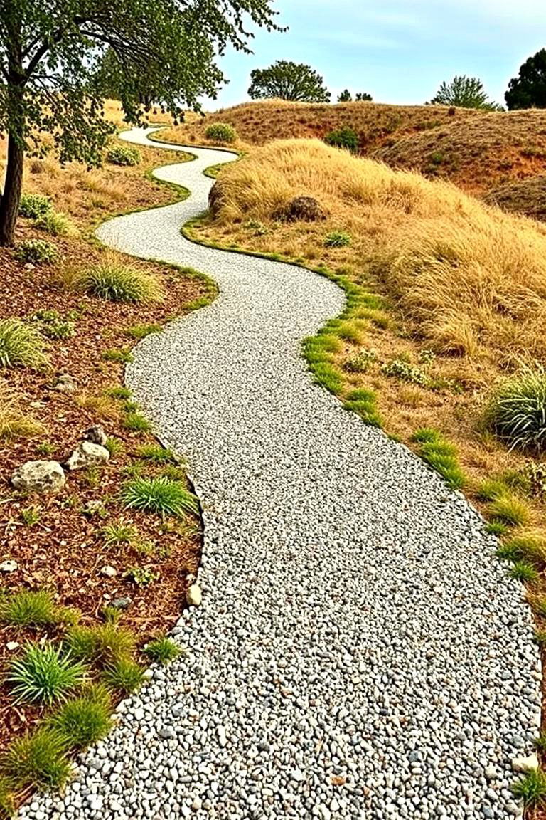 Curved Gravel Walk - 24 walkway ideas
