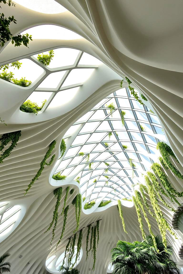 Curved Organic Green Ceiling - 24 Green Ceiling Ideas