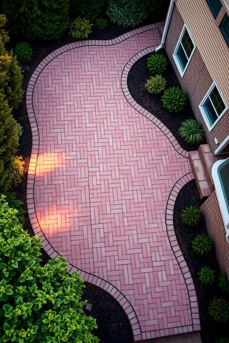 Curved Path Brick Patio - 24 Brick Patio Ideas