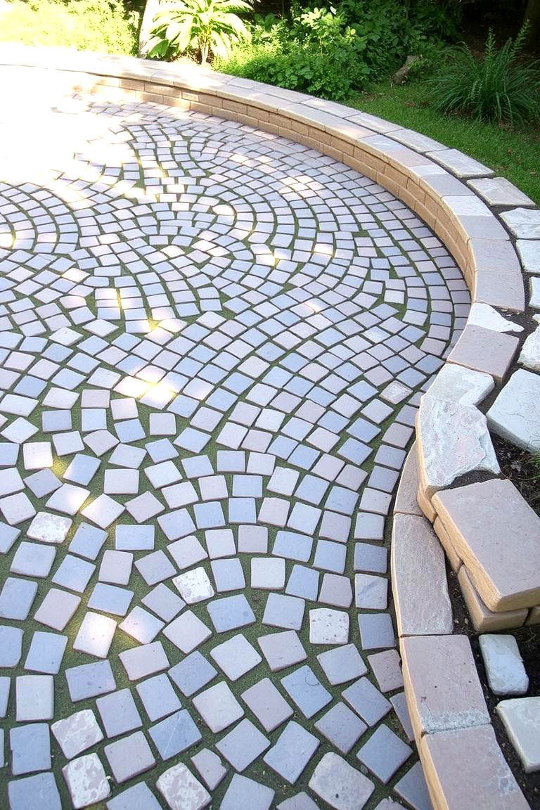 Curved Pathway Integration - 24 cobblestone patio ideas