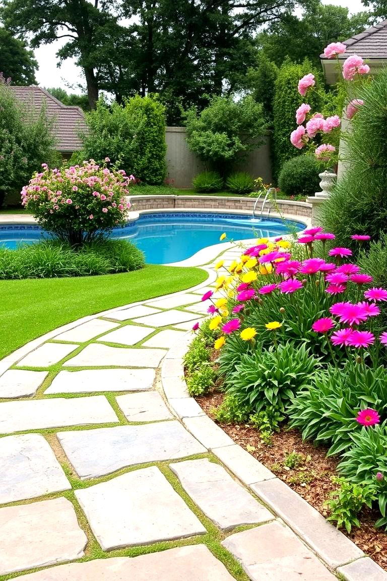 Curved Pathway - 24 Above Ground Pool Walkway Ideas