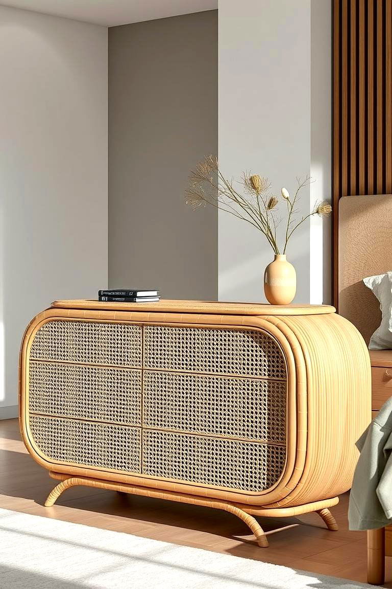 Curved Rattan Dresser - 24 rattan bedroom furniture ideas