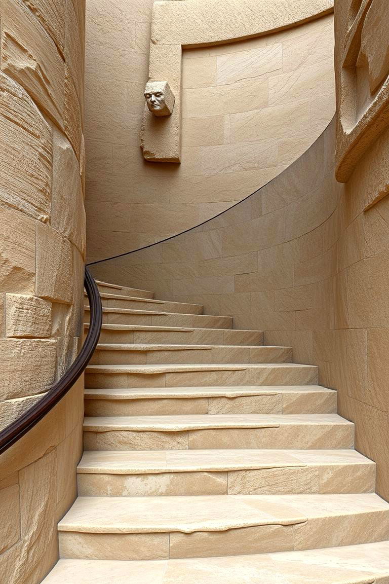 Curved Staircase with Natural Stone - 24 Curved Staircase Ideas