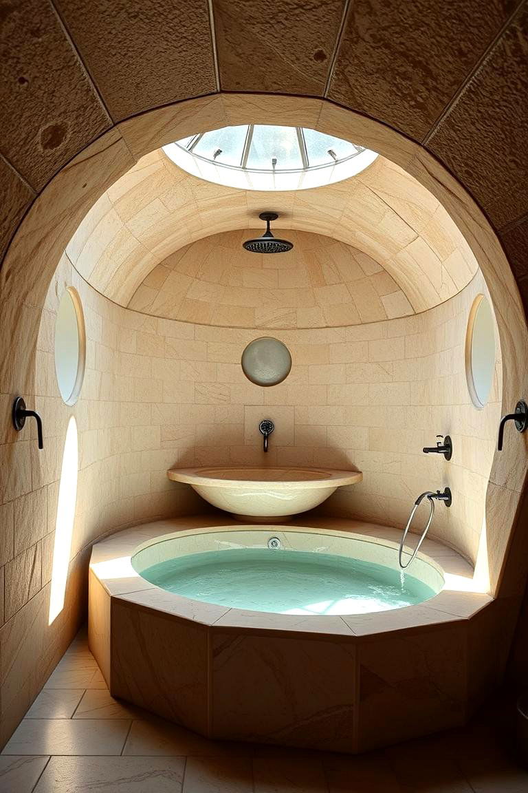 Curved Stone Oasis - 24 Stone Shower Design Ideas