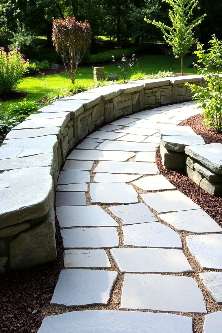 Curved Stone Walkway Patio - 24 Stone Patio Ideas