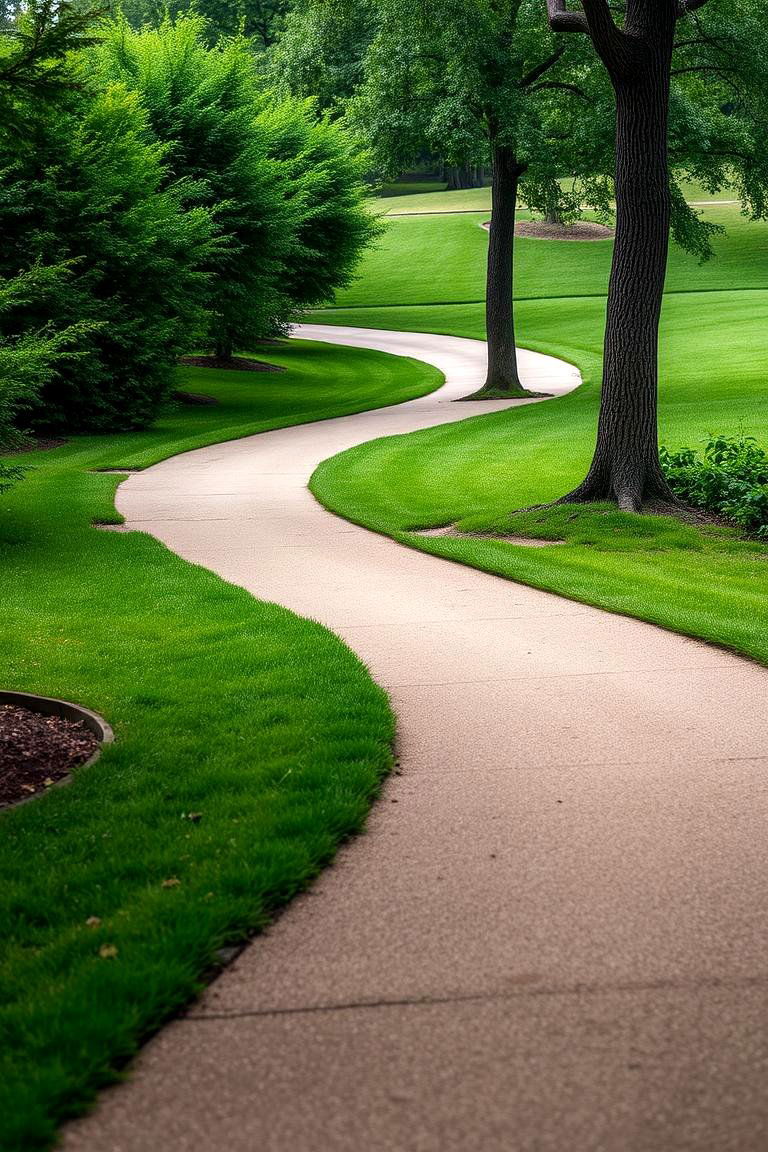 Curved Turf Pathway - 24 Curved Walkway Ideas