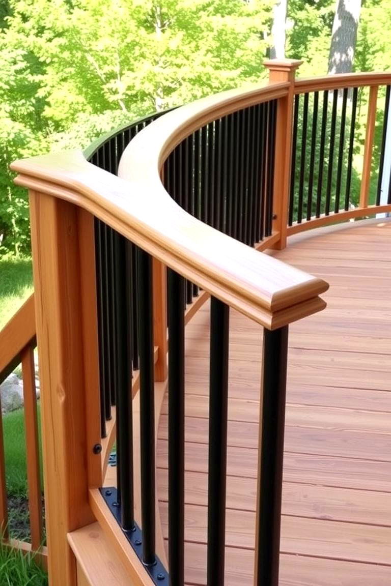 Curved Wood Railing for a Soft Touch - 24 Deck Railing Ideas