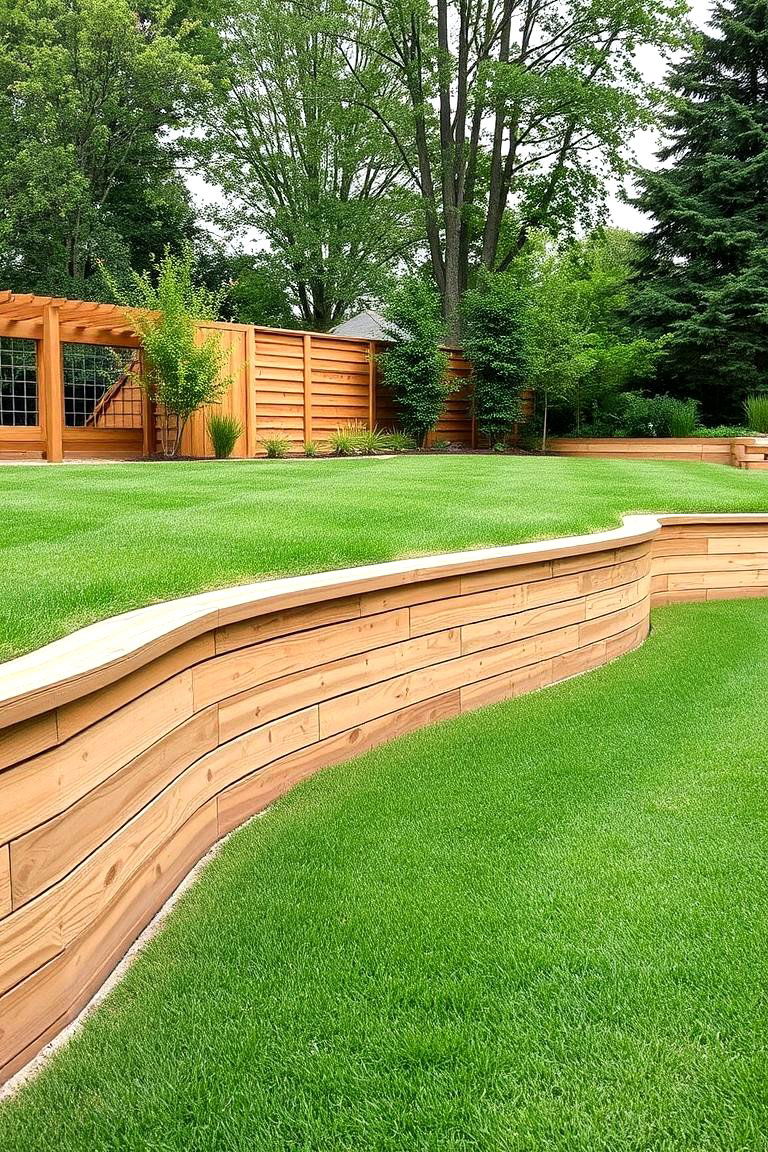 Curved Wood Retaining Wall - 24 Wood Retaining Wall Ideas