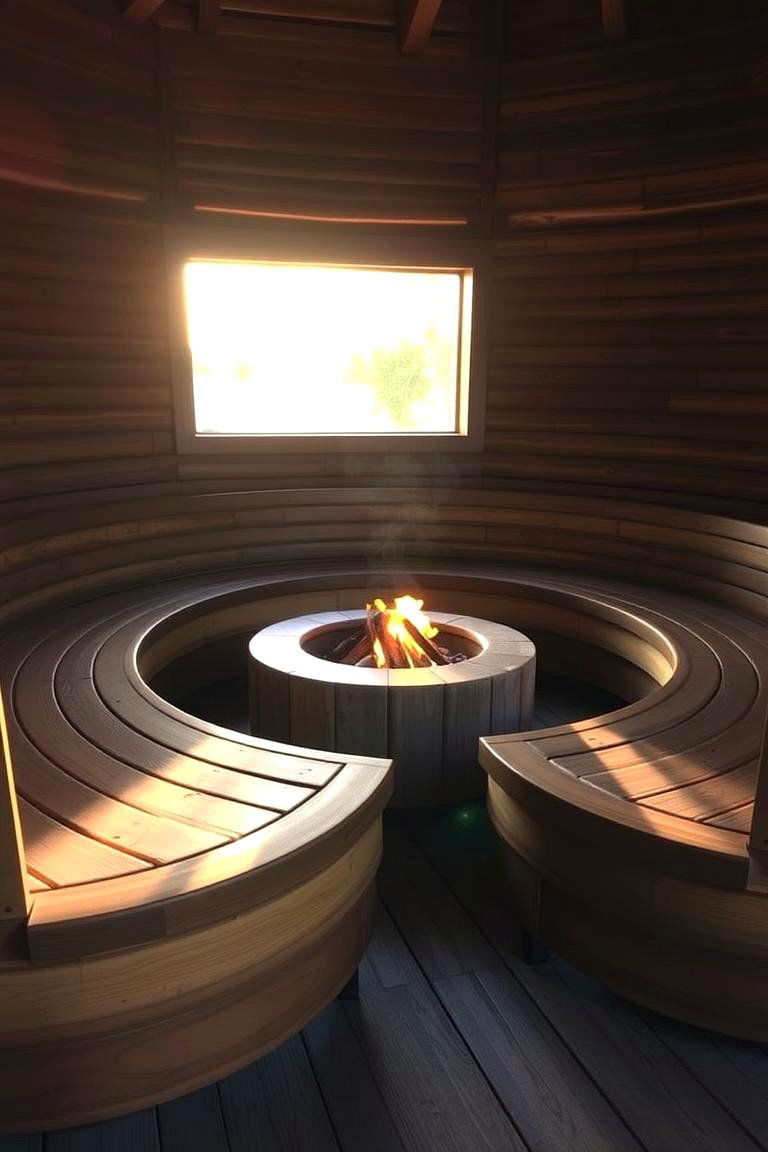 Curved Wood Seating - 24 Fire Pit Seating Ideas