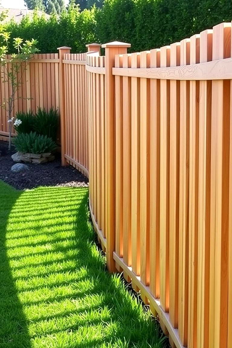 Curved Wooden Fence - 24 Front Yard Fence Ideas