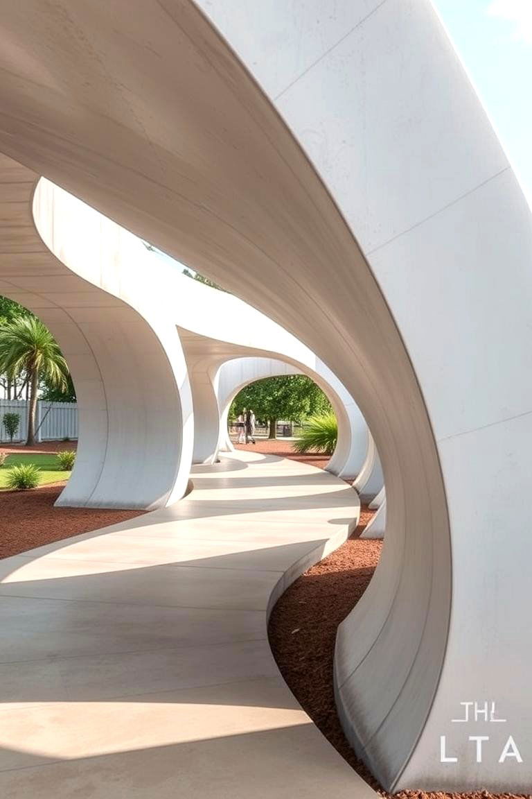 Curved and Dynamic Concrete Walkway - 24 Concrete Walkway Ideas