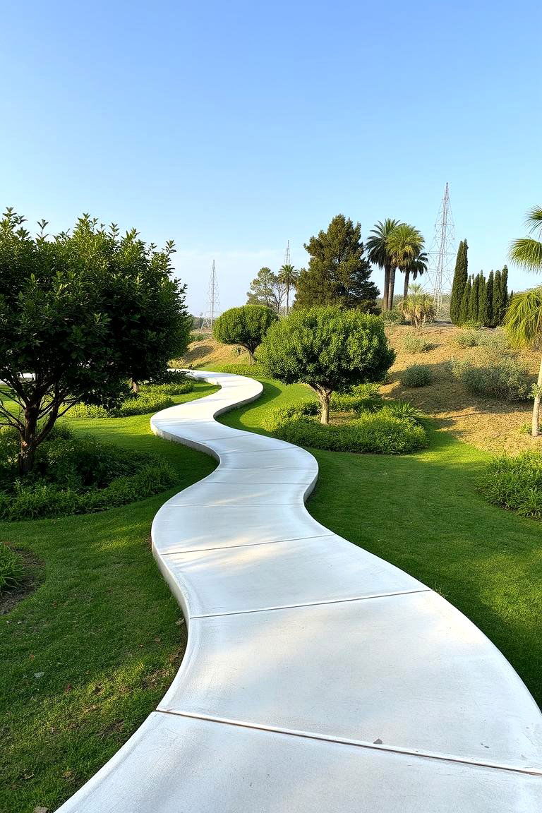 Curved and Winding Walkways - 24 Concrete Paver Walkway Ideas