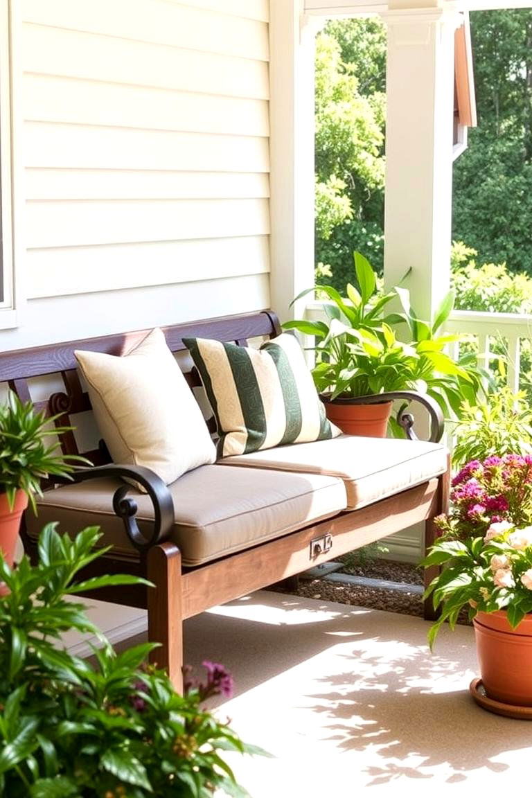 Cushion Laden Bench for Maximum Comfort - 24 Front Porch Bench Ideas