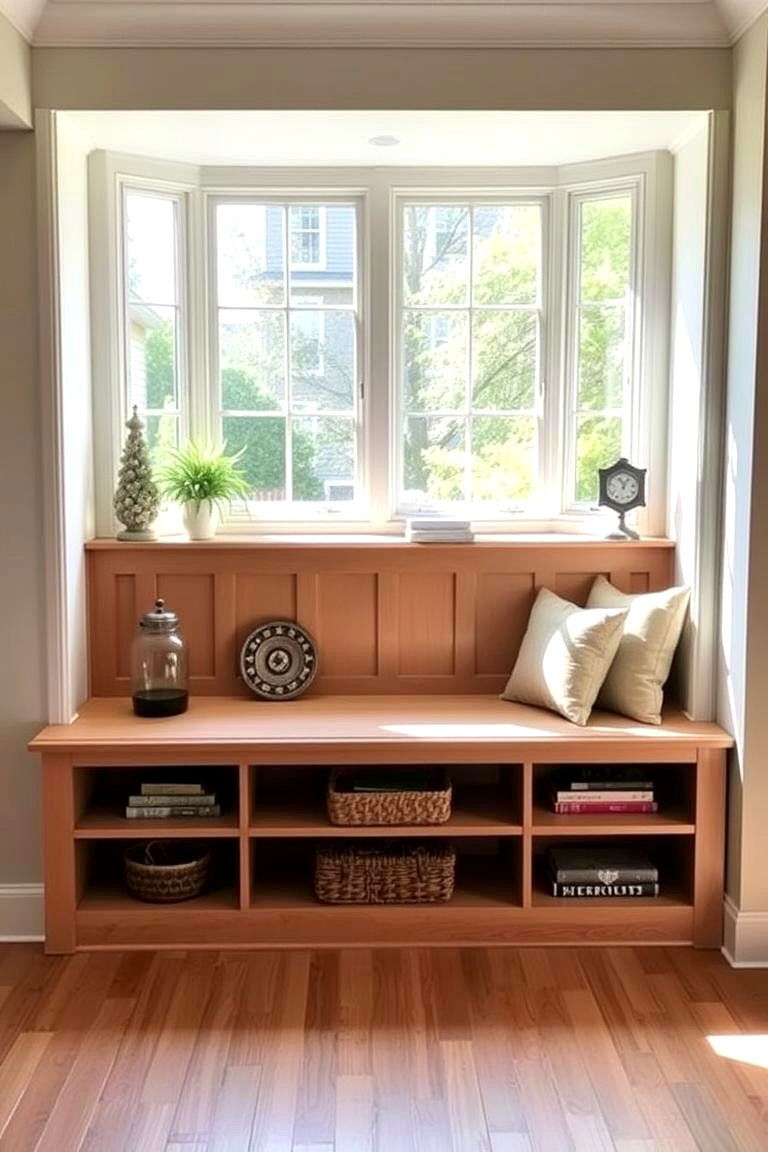 Custom Bench with Built In Shelving - 24 Bay Window Ideas