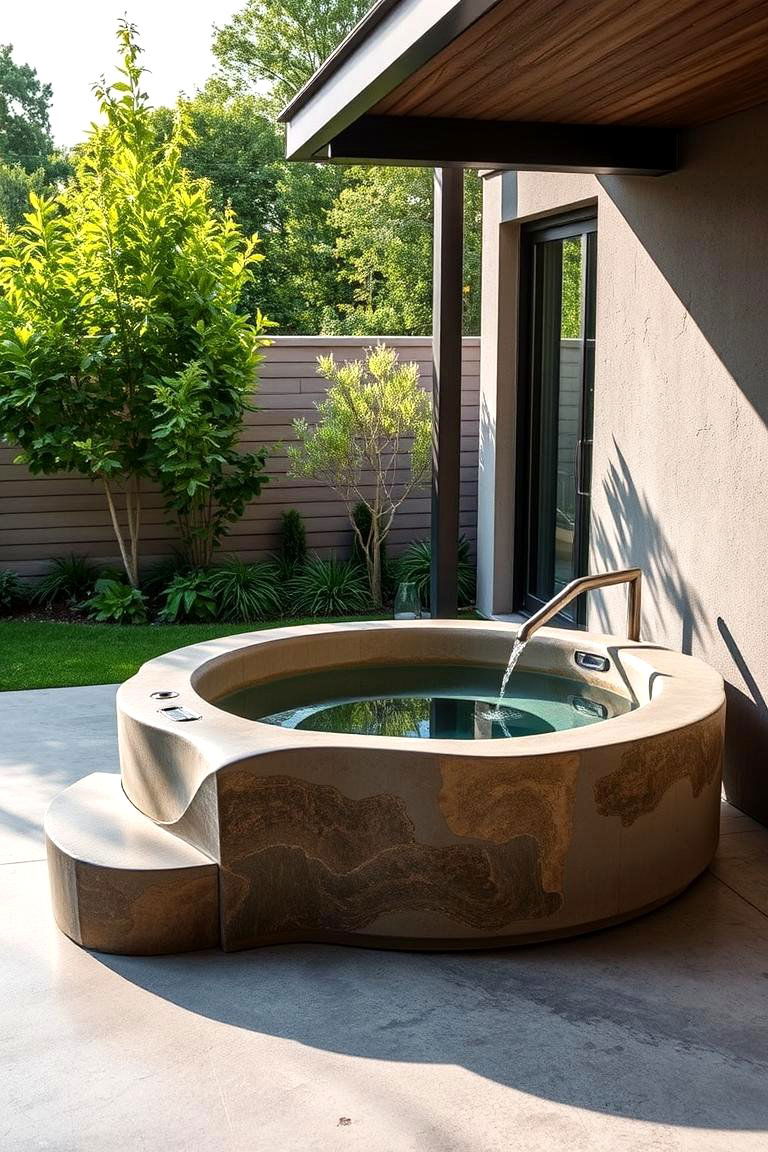Custom Built Concrete Hot Tub - 24 Sunken Hot Tub Ideas