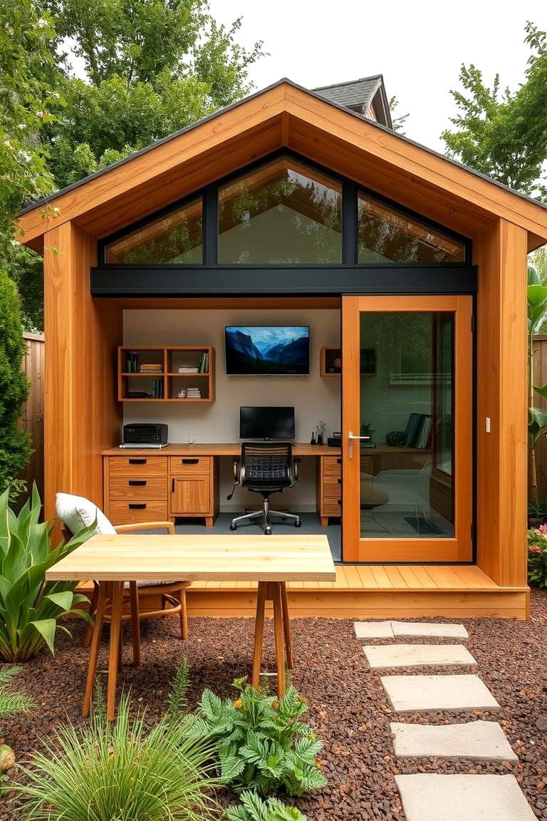 Custom Built Garden Office with Integrated Tech - 24 Garden Office Ideas