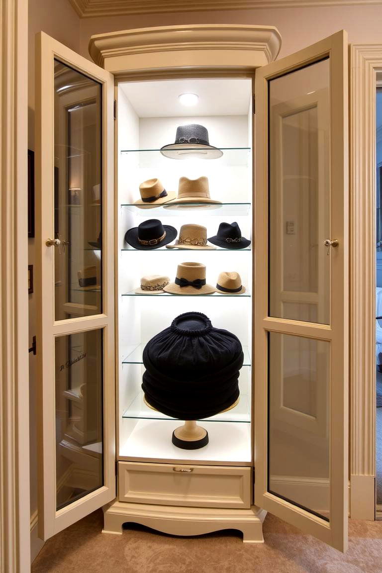 Custom Built Hat Display Cabinet - 24 Hat Rack Ideas