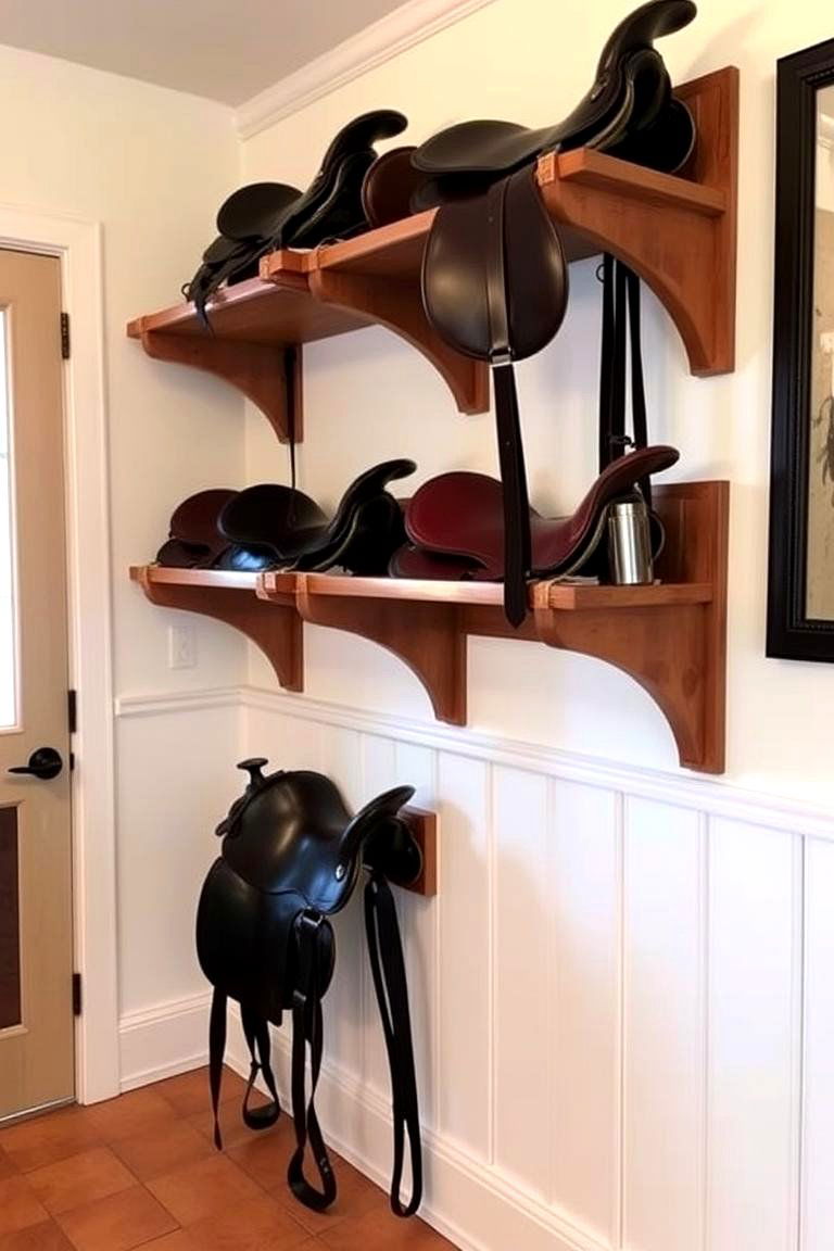 Custom Built In Saddle Racks - 24 Tack Room Ideas