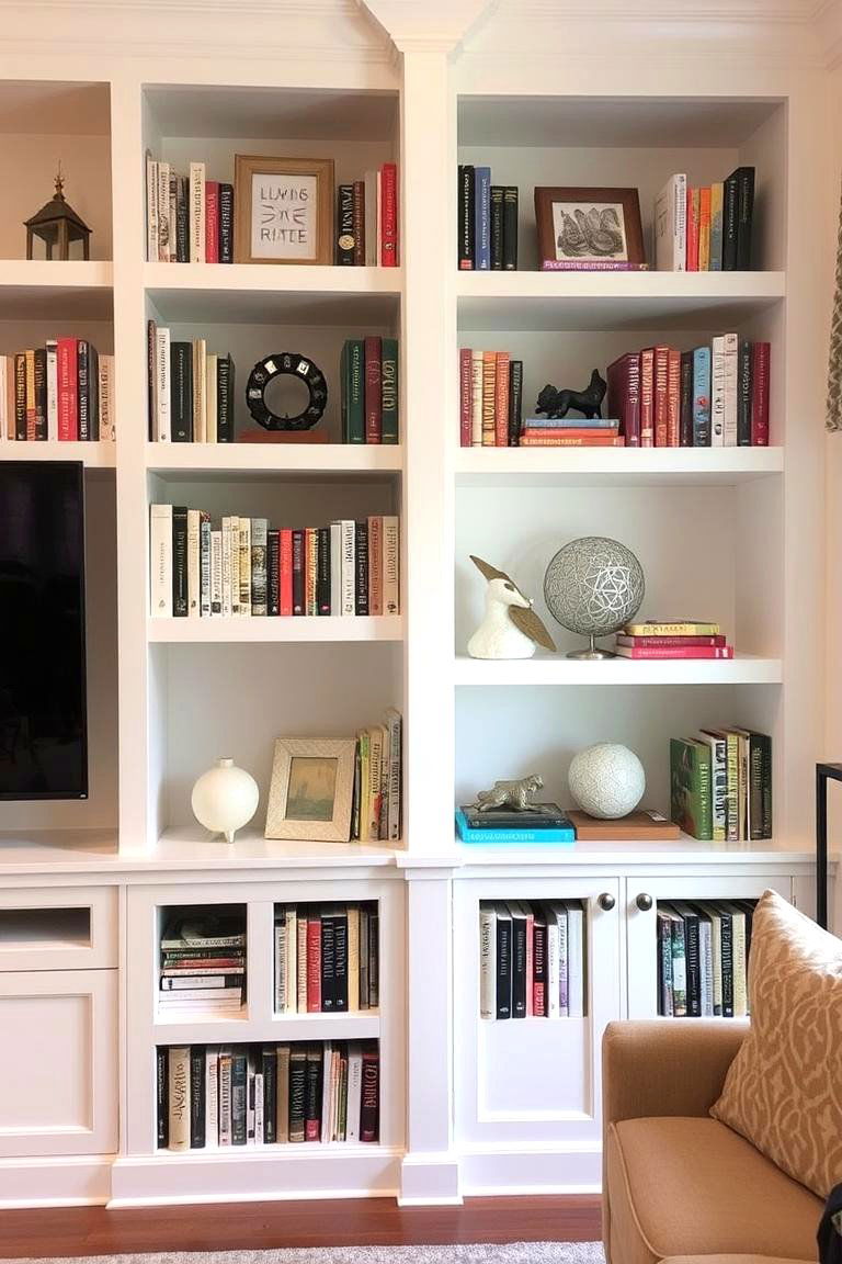 Custom Built In Shelving for Extra Storage - 24 Family Room Ideas