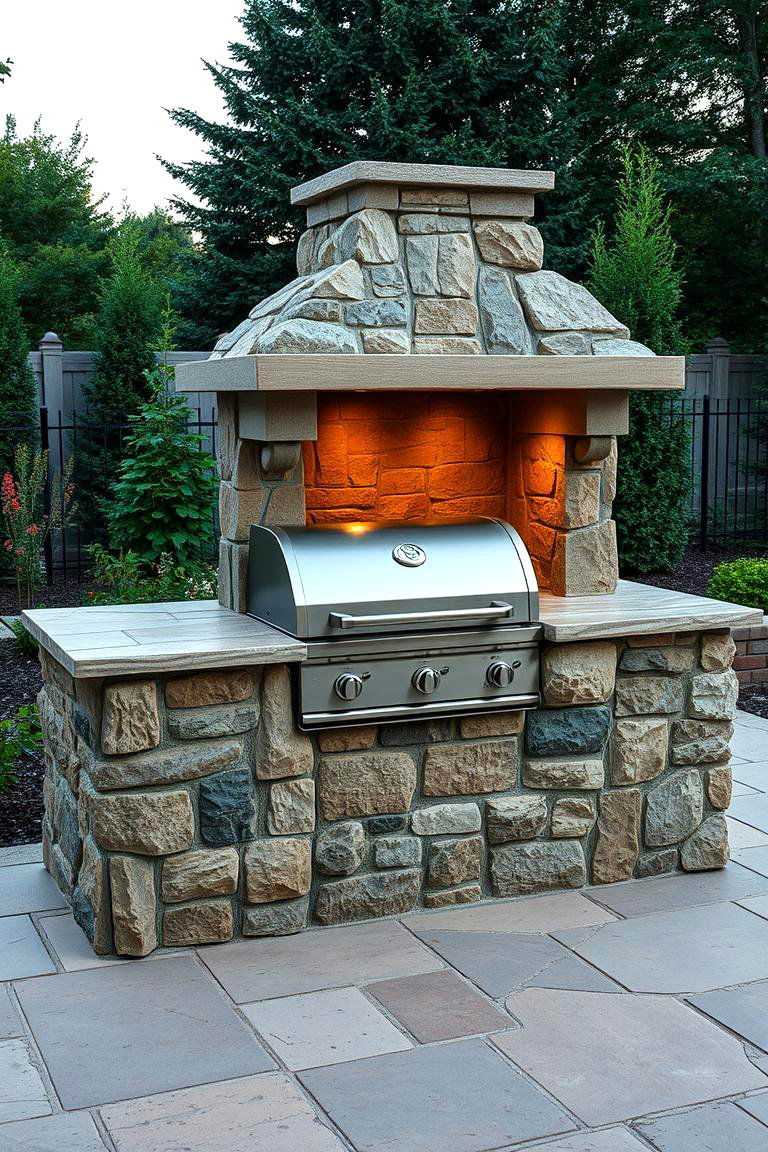 Custom Built Stone Grill Station - 24 Grill Station Ideas