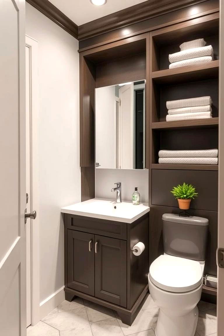 Custom Built Storage Solutions - 24 Modern Bathroom Decor Ideas