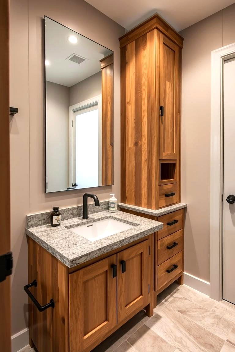 Custom Built Wood Vanity for Unique Needs - 24 Wood Bathroom Vanity Ideas