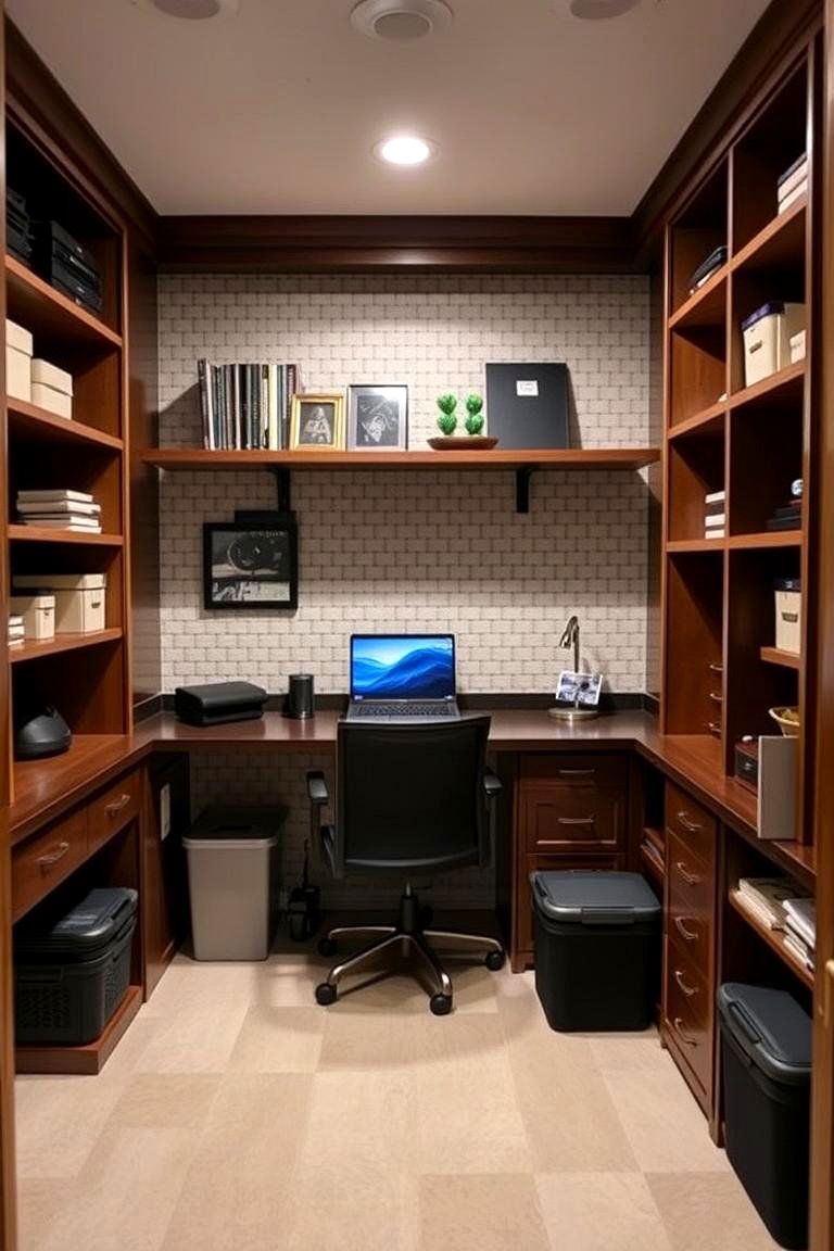 Custom Built ins for Storage - 24 basement office ideas