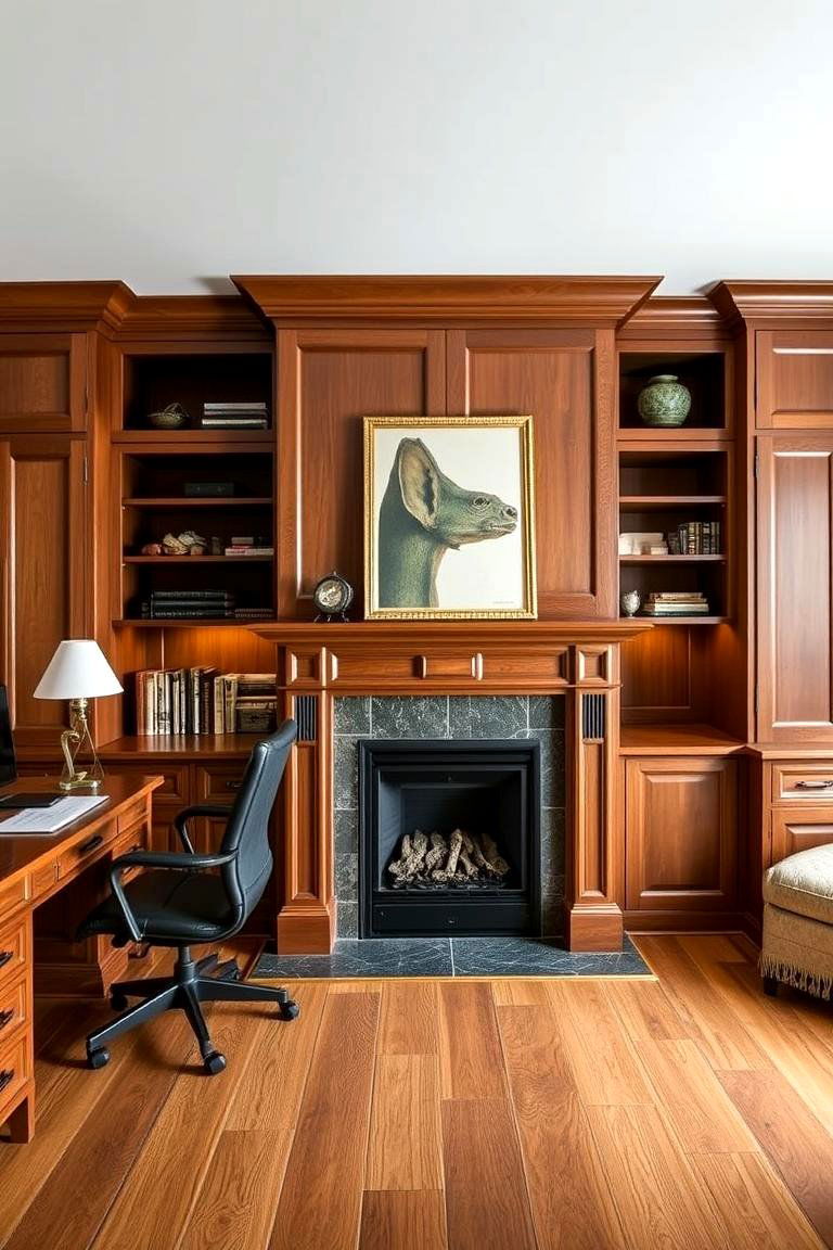 Custom Cabinetry Fireplace Office - 24 Home Office With Fireplace Ideas