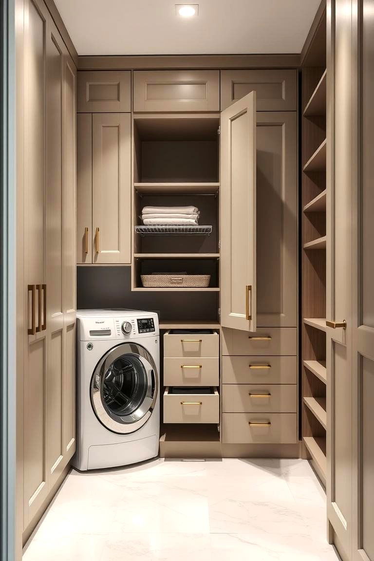 Custom Cabinetry for Organized Storage - 24 Laundry Closet Ideas