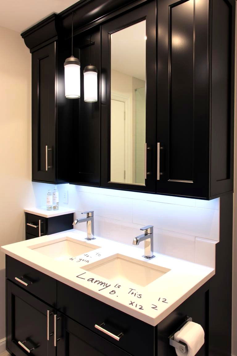 Custom Cabinetry in Black with Blue Accents - 24 black and blue bathroom ideas