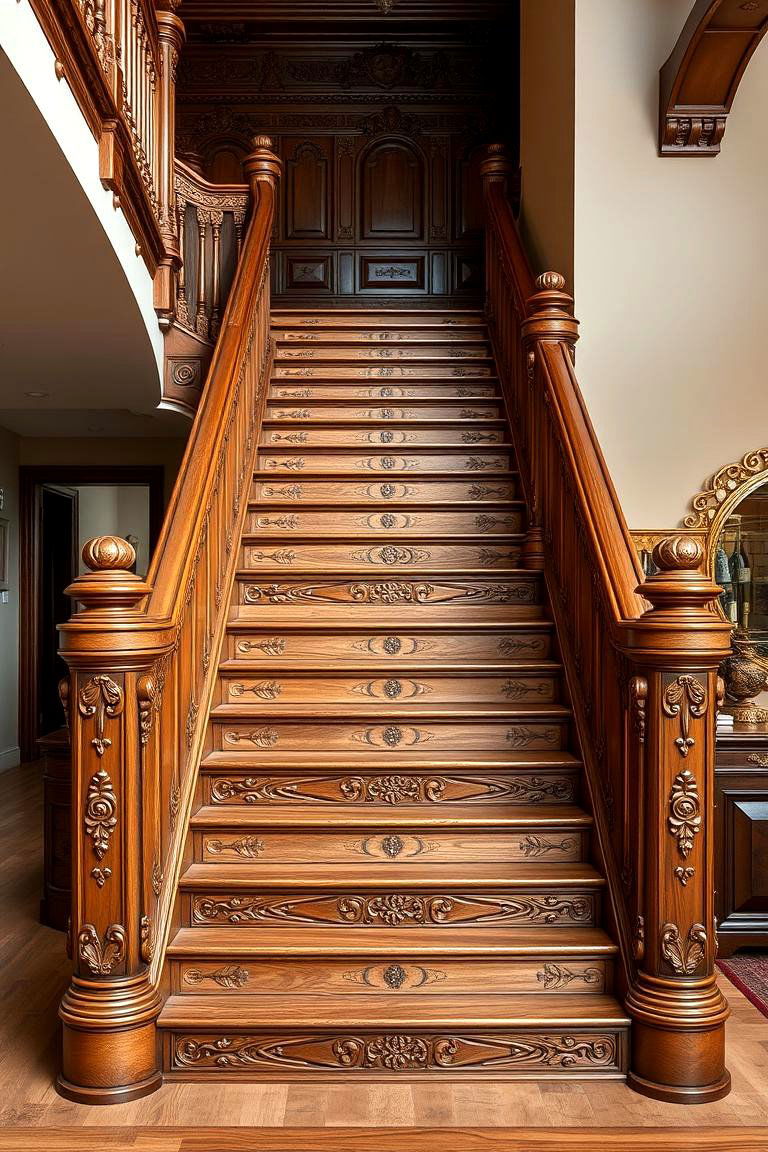 Custom Carved Staircase - 24 Contemporary Staircase Design Ideas