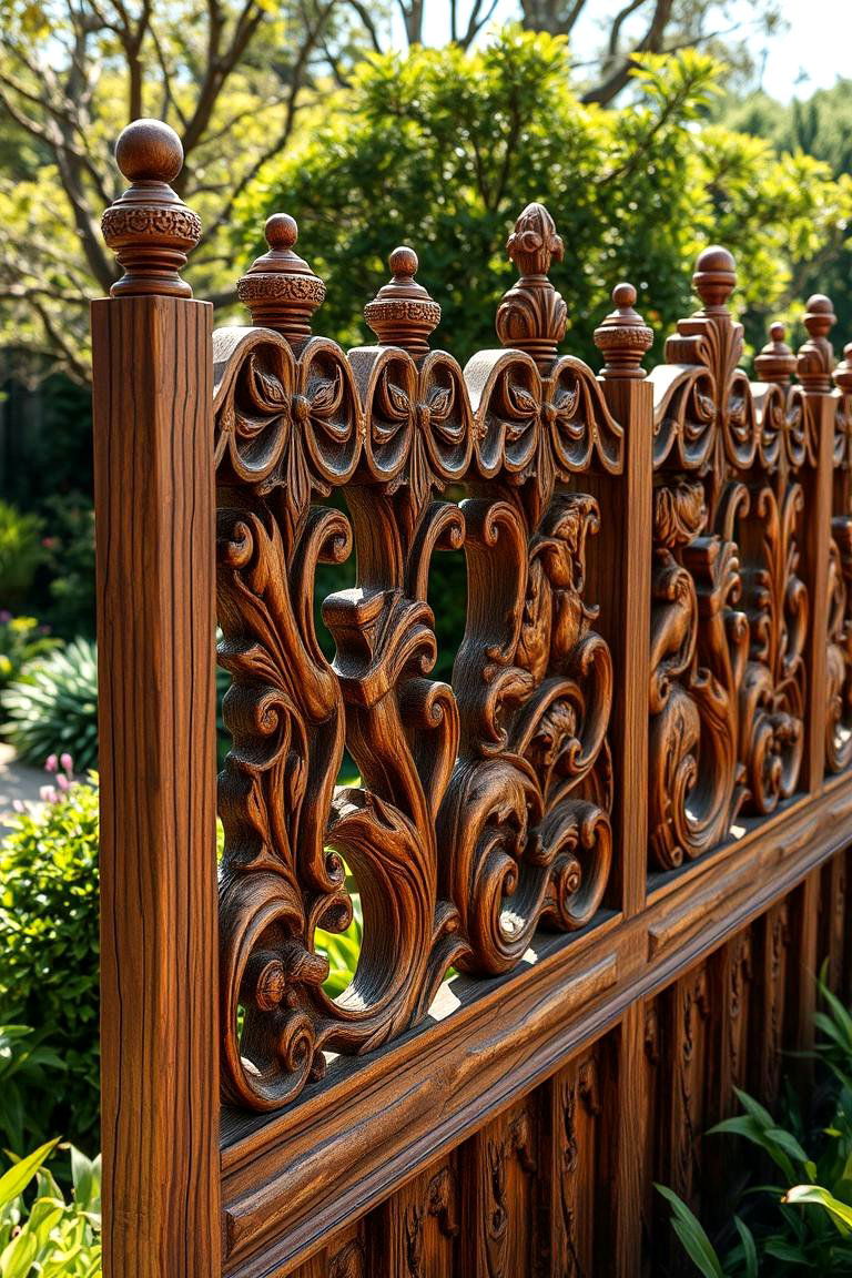 Custom Carved Wood Artistry - 24 Corner Fence Ideas
