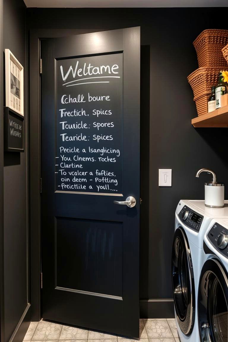 Custom Chalkboard Surface Door - 24 Laundry Room Door Ideas